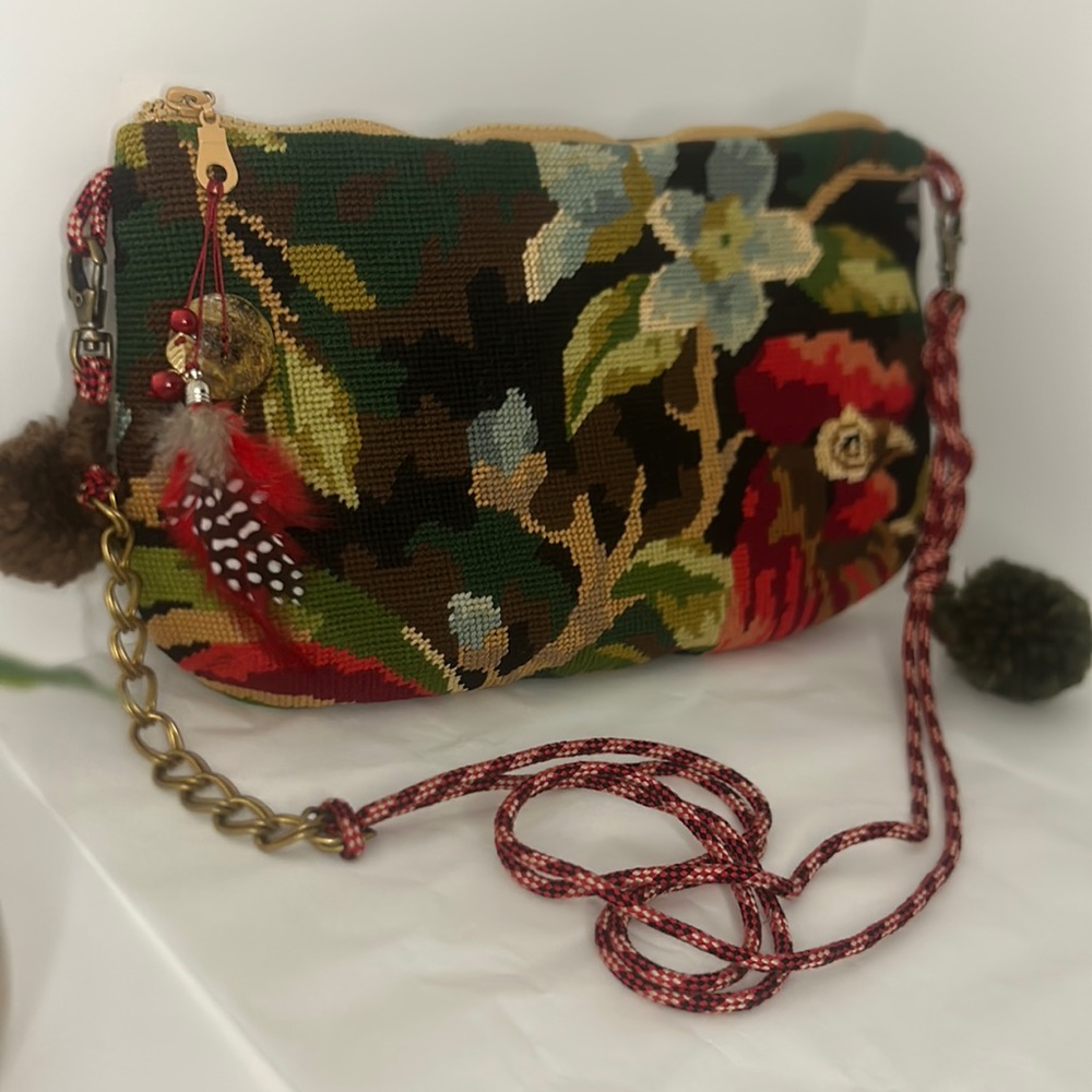 Beautiful Floral Rooster Embroidered Clutch / Crossbody